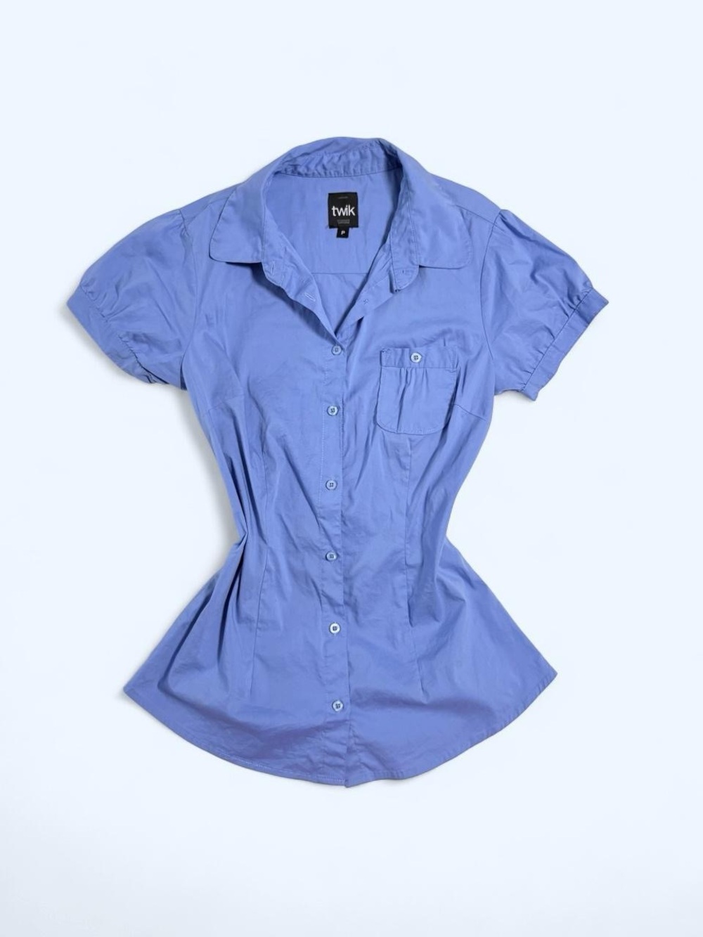 twik Short-Sleeve Button-Down Shirt in Periwinkle